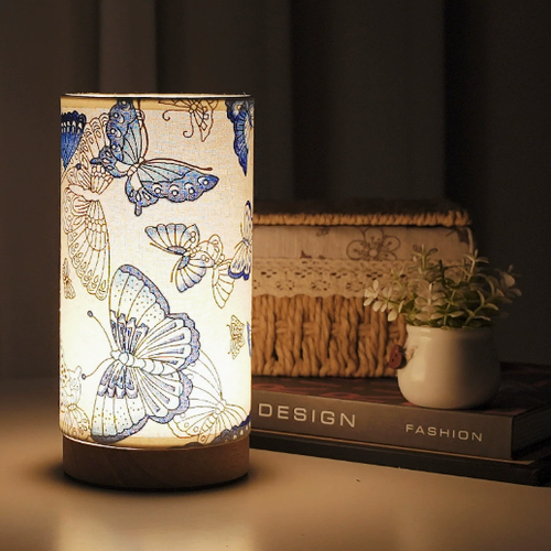 Botanical-Pattern Cylinder Table Lamp — product view 2