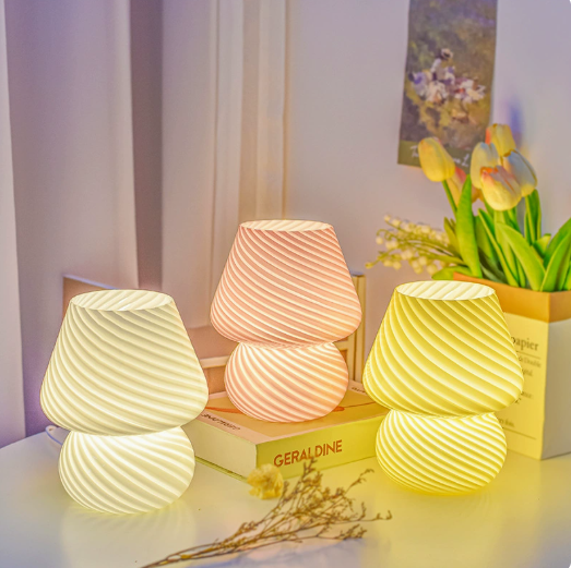 Ribbed Glass Table Lamp with Decorative Shade Options — product view 1