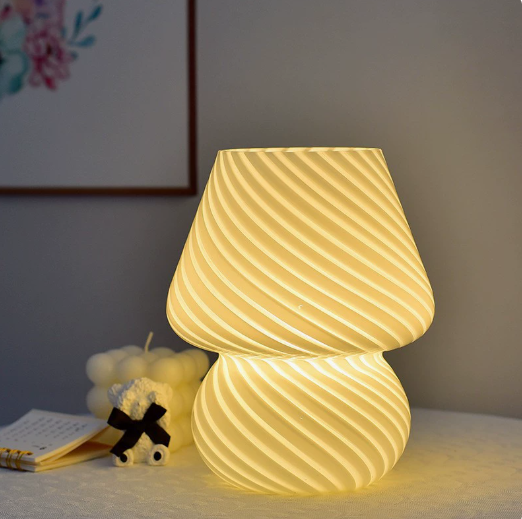 Ribbed Glass Table Lamp with Decorative Shade Options — product view 2
