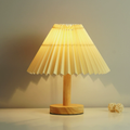 Wood and Metal Table Lamp with Pleated Shade — product view 1