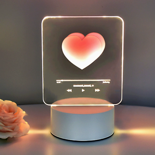 Heart-Design Acrylic Accent Table Lamp — product view 1