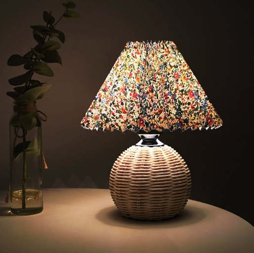 Wicker-Detail Table Lamp with Fabric Shade Options — product view 1