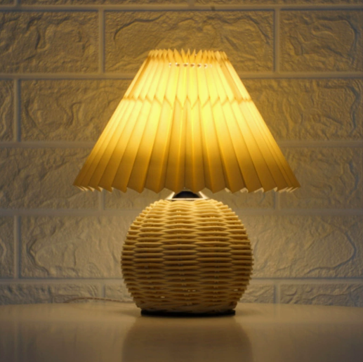 Wicker-Detail Table Lamp with Fabric Shade Options — product view 2