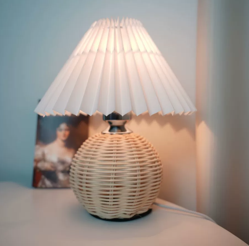 Wicker-Detail Table Lamp with Fabric Shade Options — product view 3