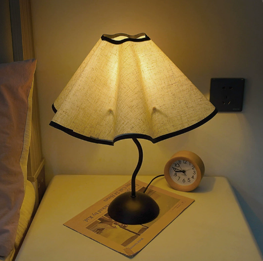 Scalloped-Shade Metal Bedside Table Lamp — product view 1