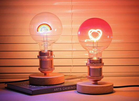 Decorative Bulb Table Lamp with Heart or Rainbow Design — product view 1