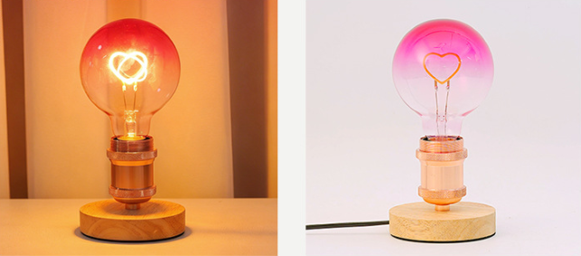Decorative Bulb Table Lamp with Heart or Rainbow Design — product view 2