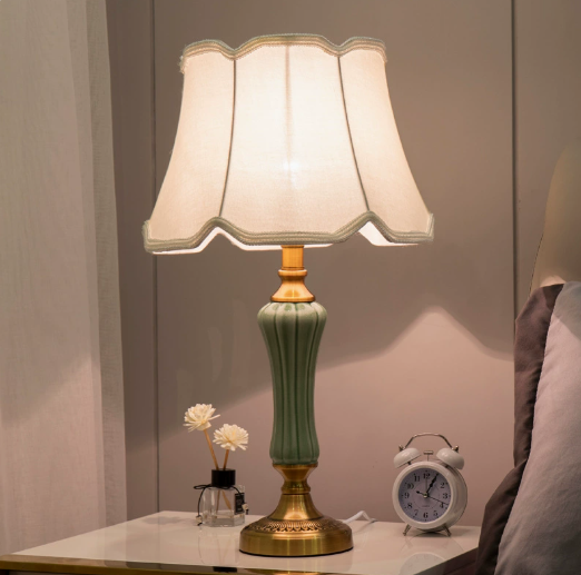 Ceramic Table Lamp with Scalloped Shade — product view 1