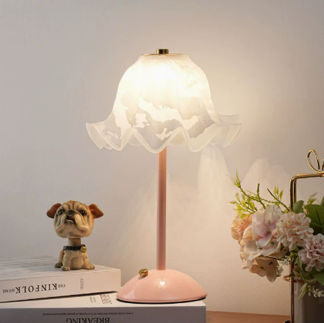 Vintage-Style Glass Table Lamp with Flared Shade — product view 1