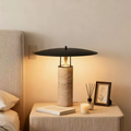 Stone-Base Table Lamp with Flat Disc Shade — product view 1