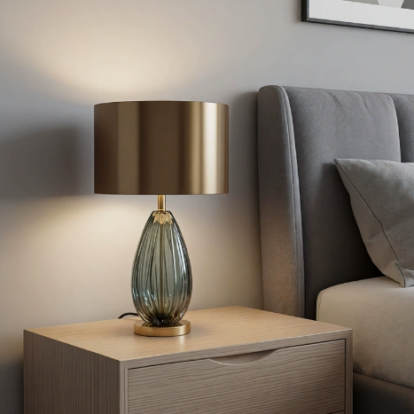 Ceramic Table Lamp with Sculpted Base — product view 1