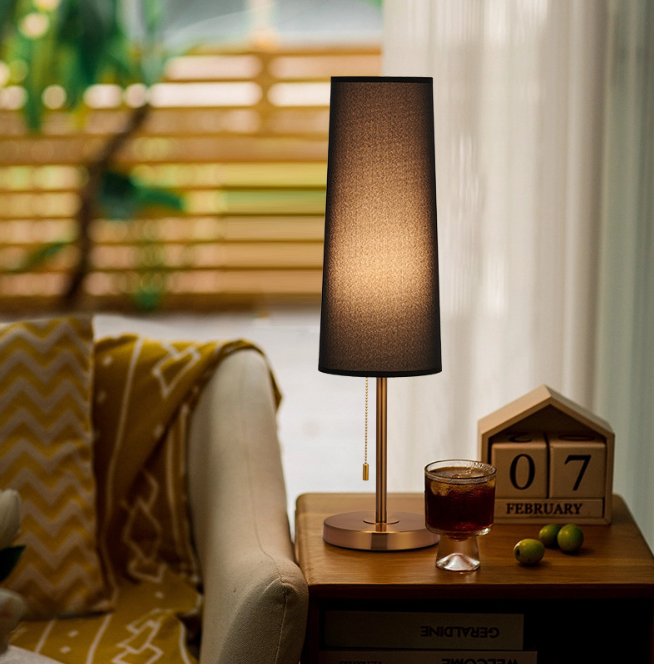 Slim Cylinder-Shade Metal Table Lamp — product view 1