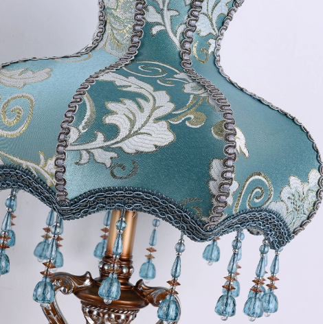 Ceramic Table Lamp with Victorian-Style Beaded Shade — product view 3