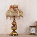 Ornate Metal Table Lamp with Beaded Shade Options — product view 1