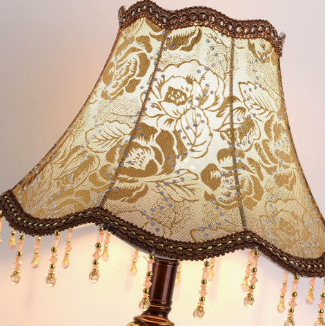 Ornate Metal Table Lamp with Beaded Shade Options — product view 2