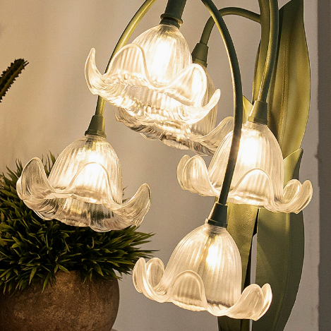 Metal Branch Table Lamp with Flower-Shaped Shades — product view 2