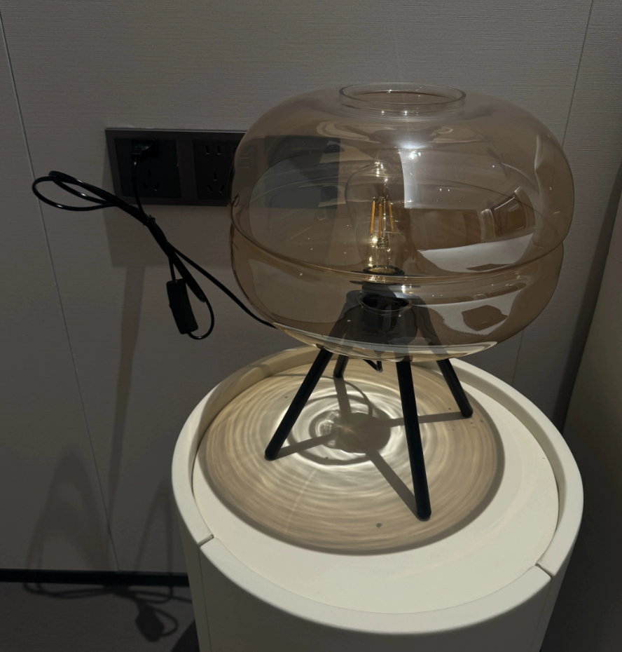Glass Globe Table Lamp with Metal Tripod Base — product view 2