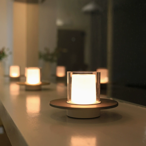 Mini Cylinder Accent Table Lamp with Metal Details — product view 1