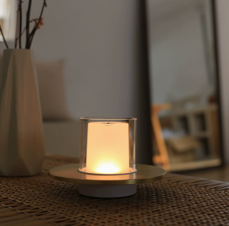 Mini Cylinder Accent Table Lamp with Metal Details — product view 2