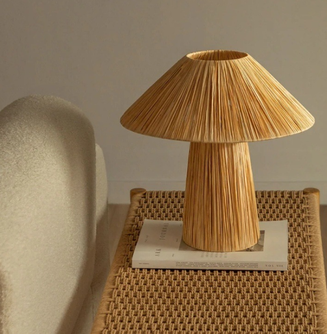 Mushroom-Profile Natural-Fiber Table Lamp — product view 1