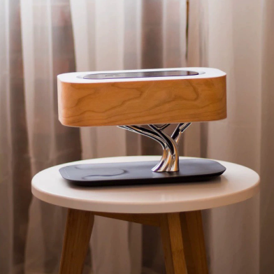 Wood-Detail Table Lamp with Wireless Charging — product view 2