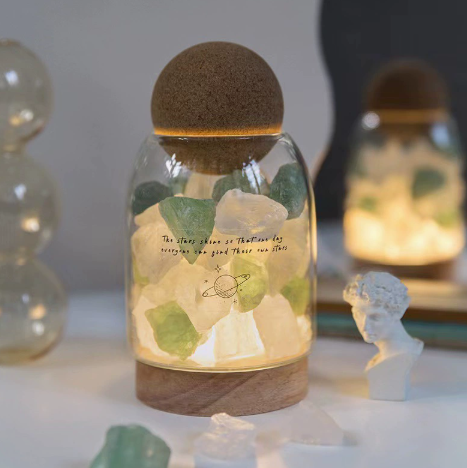 Glass Jar Accent Table Lamp with Decorative Stone Mix — product view 1