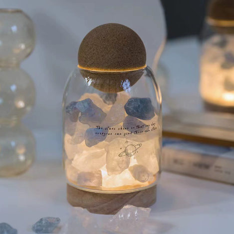 Glass Jar Accent Table Lamp with Decorative Stone Mix — product view 2