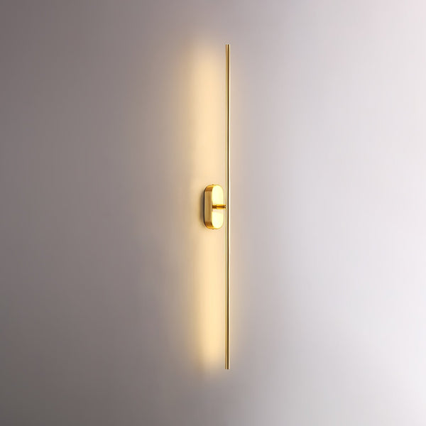 Stick Shaped Brass & Black Metal Wall Sconce with LED