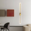Stick Shaped Brass & Black Metal Wall Sconce with LED