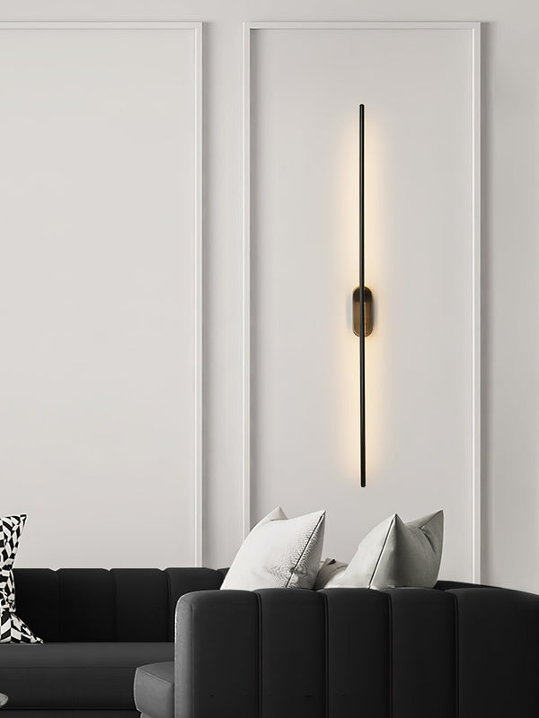 Stick Shaped Brass & Black Metal Wall Sconce with LED