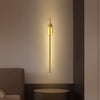 Stick Shaped Brass & Black Metal Wall Sconce with LED