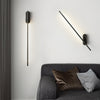 Stick Shaped Brass & Black Metal Wall Sconce with LED