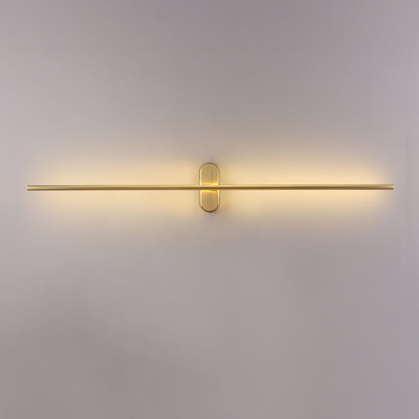 Stick Shaped Brass & Black Metal Wall Sconce with LED