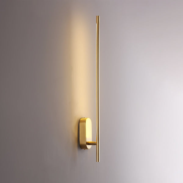 Stick Shaped Brass & Black Metal Wall Sconce with LED