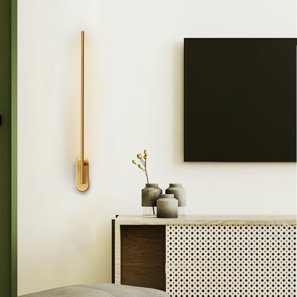 Stick Shaped Brass & Black Metal Wall Sconce with LED