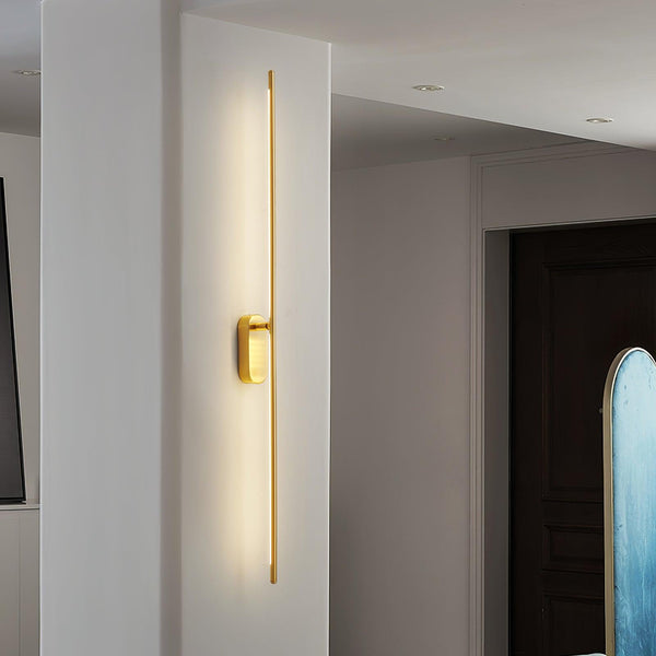 Stick Shaped Brass & Black Metal Wall Sconce with LED