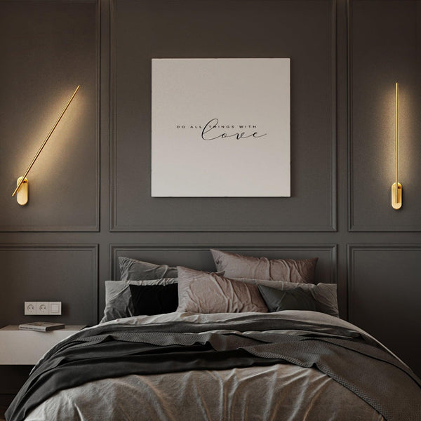 Stick Shaped Brass & Black Metal Wall Sconce with LED