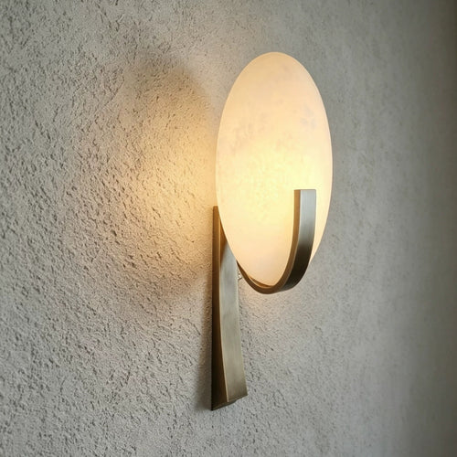Alabaster-Effect Brass Uplight Wall Sconce interior photograph 1