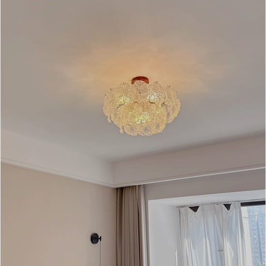 Mint Glass Circular Flush Mount Ceiling Light in interior setting 1
