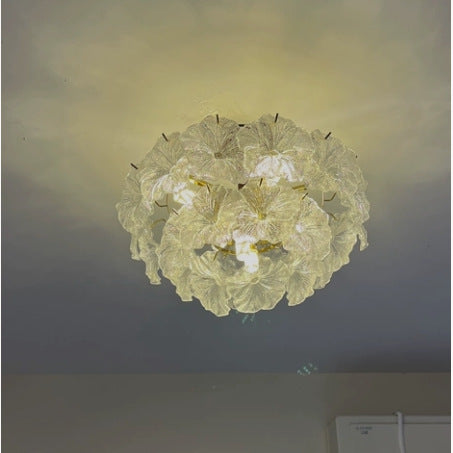 Mint Glass Circular Flush Mount Ceiling Light in interior setting 2