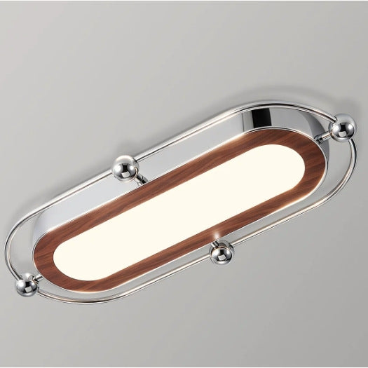 Warm Wood Round LED Ceiling Light in interior setting 1
