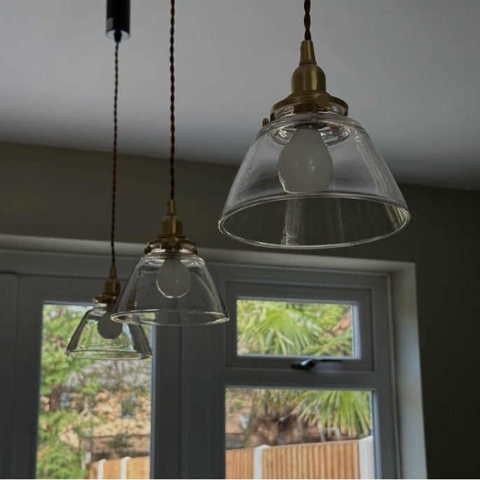 Ribbed Glass and Brass Mini Pendant Light, interior scene 1