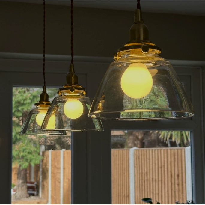 Ribbed Glass and Brass Mini Pendant Light, interior scene 2