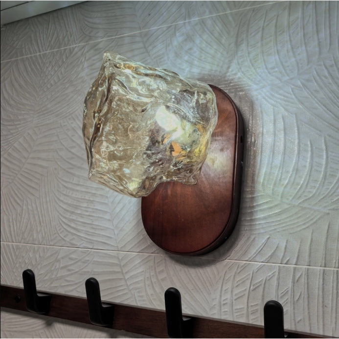 Vintage Brass and Wood Accent Wall Light interior photograph 2